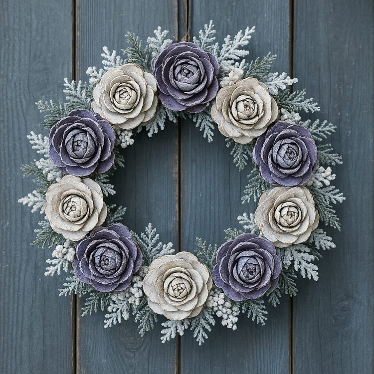 Cedar Wood Roses 6 pcs./pack Violet Lacquered