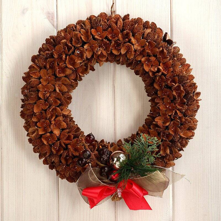 Wianek jutowy 25 cm DIY – baza do dekoracji zimowych, zapakowany z kokardą