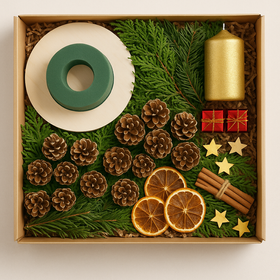 Runde Komposition aus Holz 20 cm Durchmesser