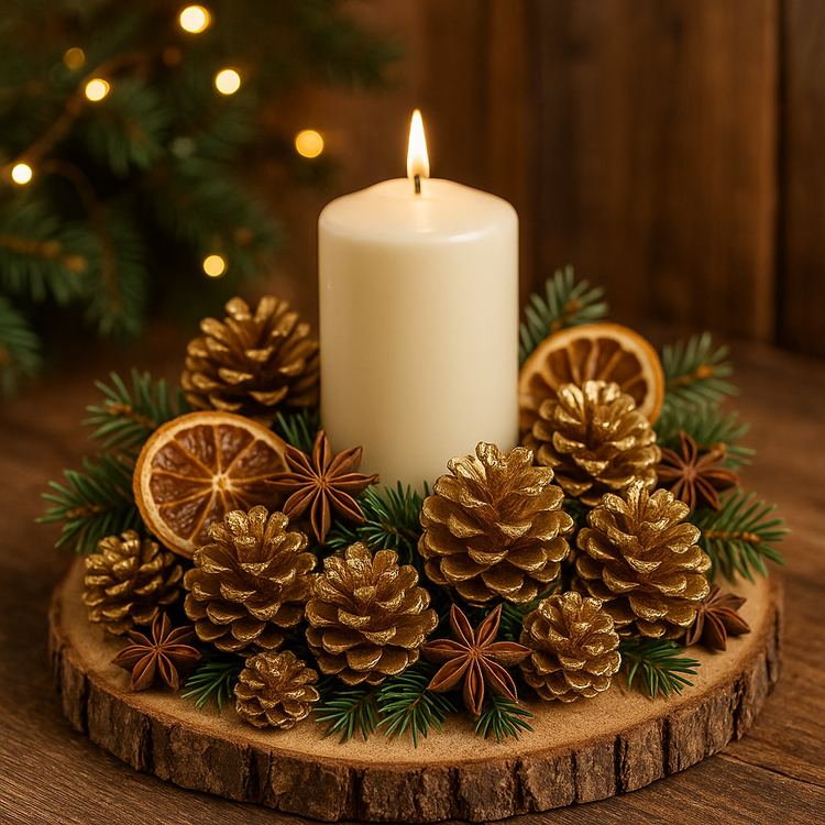 Pine cone, golden 12 pcs/ pkg