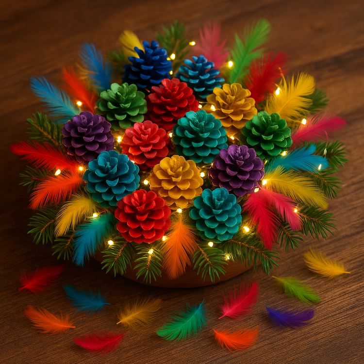 Federn in der Box - dunkles Rosa