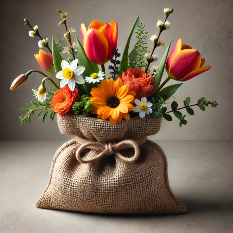 Natural jute sack 18/ 26 cm pattern 4