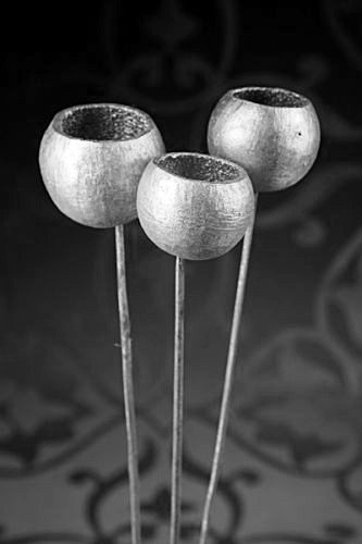 Bell cup on stick, 12pcs/pkg, silver