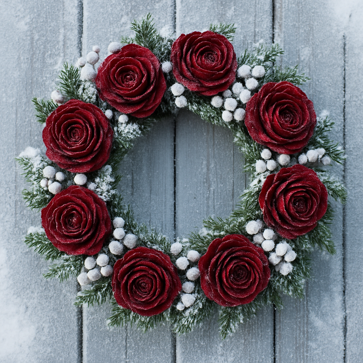 Cedar Wood Roses 6 pcs./pack Claret Lacquered