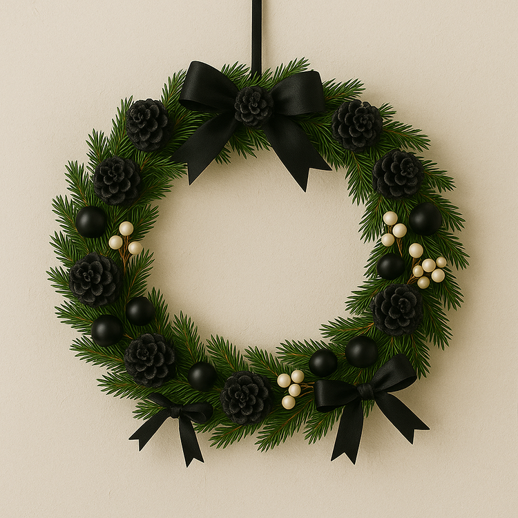 Dekoracje świąteczne Szyszki czarne 12 szt / op. 