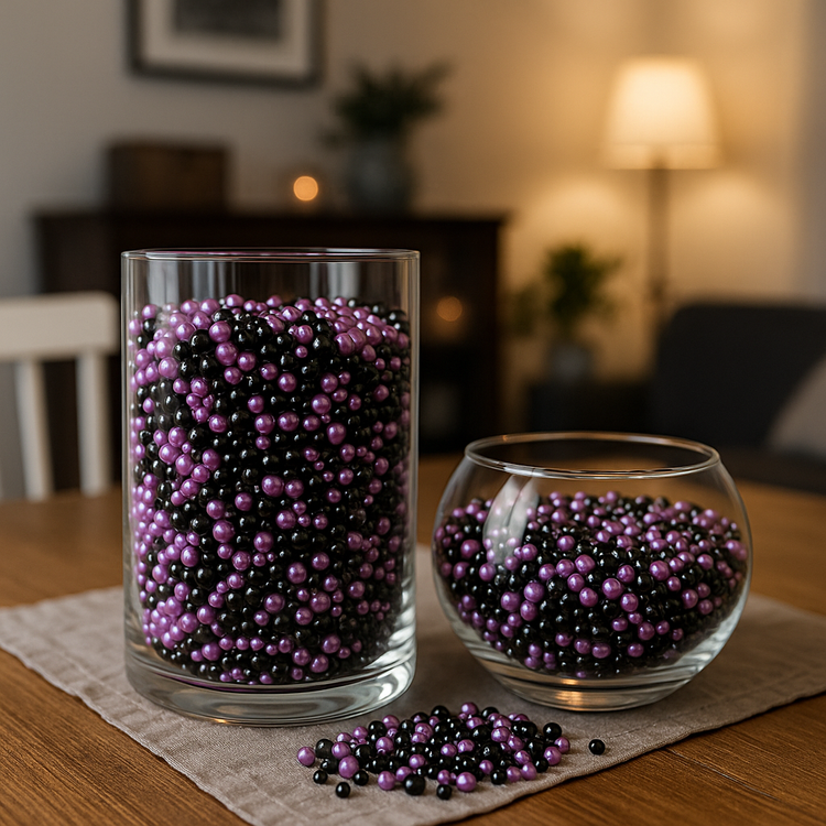 Perlen, Zierperlen 50g violett silber schwarz 