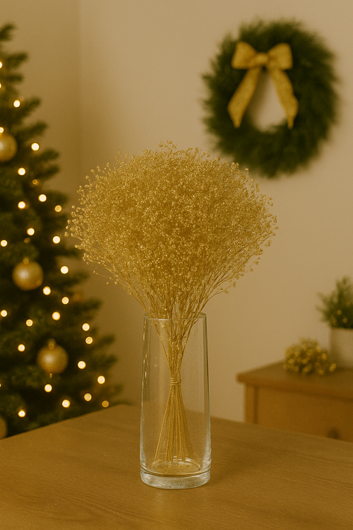 Złoty Bukiet Gipsówki 30 cm – Świąteczna Dekoracja do Wazonu – Kolekcja GrandDeco