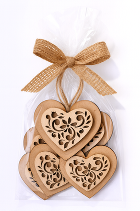 Christmas tree pendants, natural pendants Hearts 3 pcs / pack