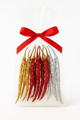Dried peppers 6/pkg  14-18 cm - silver-plate