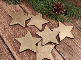 Wooden Christmas decorations, Wooden stars 6 cm-6 pcs / pack