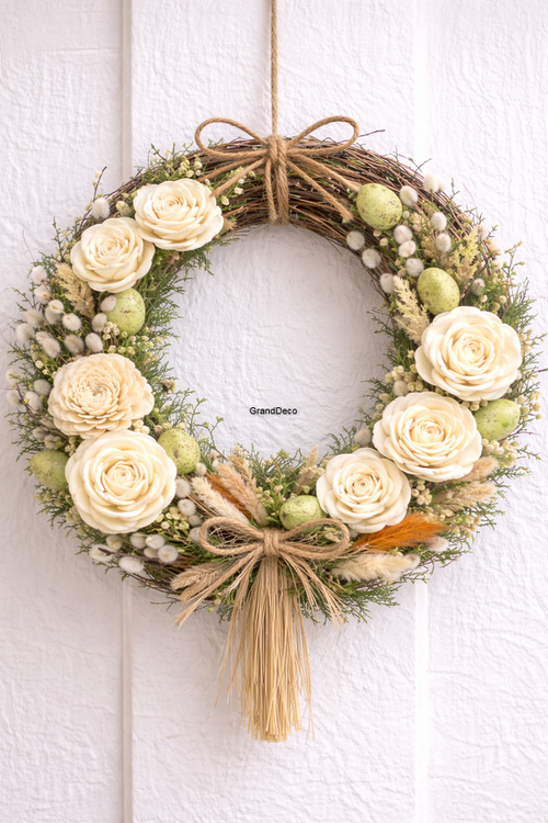  Kwiaty shola z manioku – kość słoniowa | 30 szt. 4–6 cm | Róża & Stokrotka | Kolekcja GrandDeco