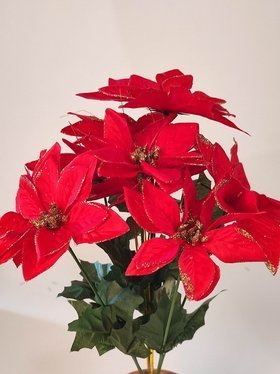 Poinsettia (star of Bethlehem) velvet 7 flowers 38 cm