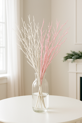 Beerenstrauß, ca. 30 cm lang, weiß und pink