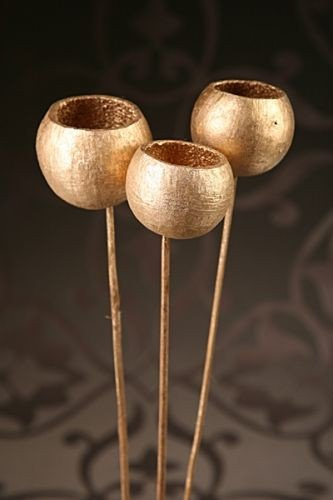 Gold Bell cup on stick, 3 pcs/pkg 