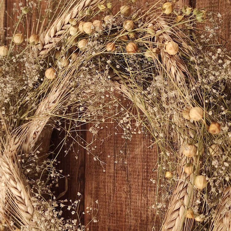 Bunch of grass, grains and linum, ca. 40 cm
