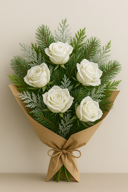 Artificial roses developed white WHITE 3 pcs / pack