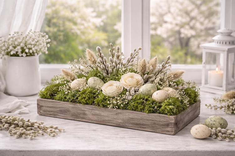 Dried bark decorated with moss-5-7 pieces