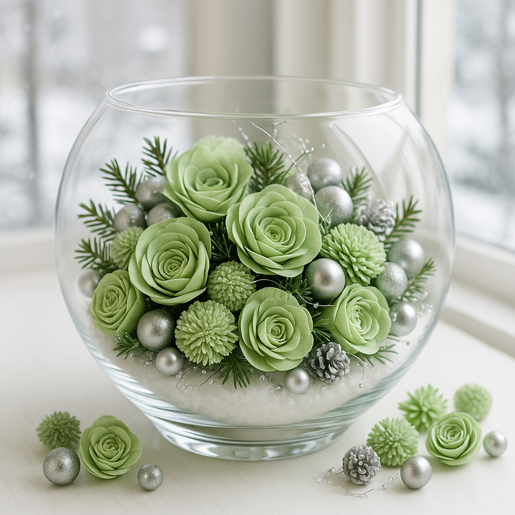 Trockene Blumen, 2-3 cm, ca. 30 Stck hellgrün