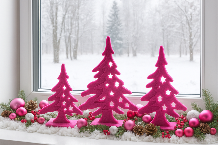 Filzweihnachtsbaum, rosa, 15 cm