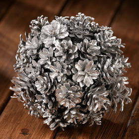 Kugel aus silbernen Zapfen, 14-20 cm