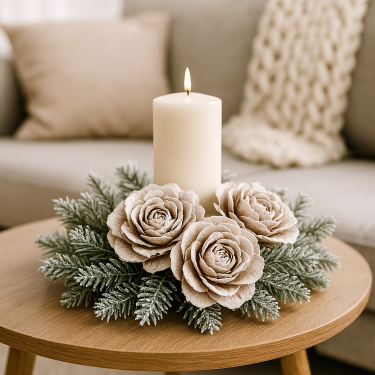 Zedernrosen 6 Stck gebleicht lackiert