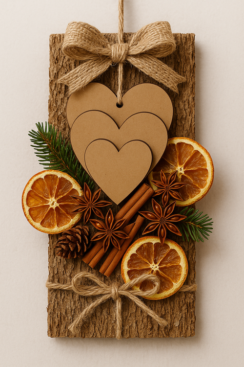 Weihnachtsdekoration aus Holz Holzherzen 10,8,6 cm-3 St./Pack