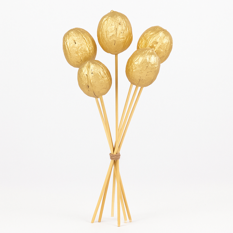 Exotic fruits on stick 6 pcs/pkg - 30 cm, gold