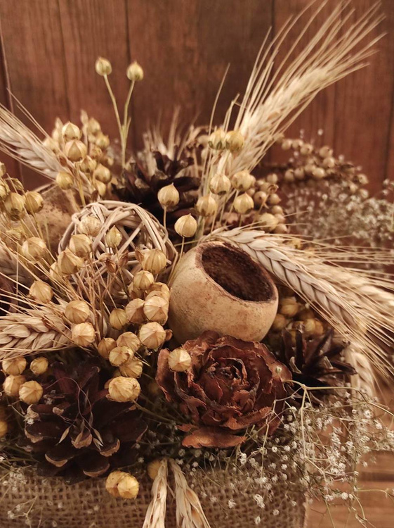 Bunch of grass, grains and linum, ca. 40 cm