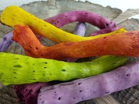 Coloured Kopi cone root- Purple-Green-White-Yellow MIX, 10-15 cm, 8 pcs/pkg