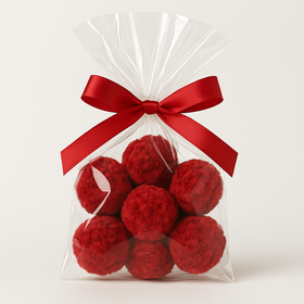 Star Flower balls, 6-7 cm, red