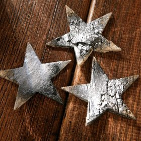 Birkensterne ca. 6-7cm, 6 Stücke, grau