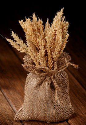 Bouquet of grass, natural grain in a jute bag 25-30 cm
