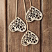 Openwork wooden hearts on a peak 3 pcs / pack