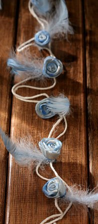 Felt garland - flowers, 240 x 12 cm - blue