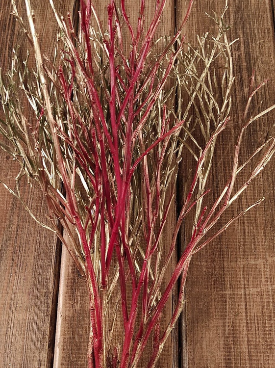 Berry bouquet, approx. 30 cm long, red and gold