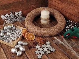 WEIHNACHTEN DIY Girlande Kopfschmuck DIY Kerze SILBER