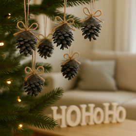 Set von 6 handgemachten Zapfen-Gehängen