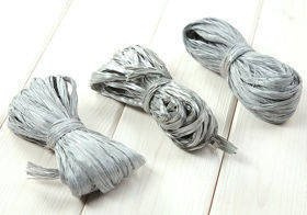 Raphia 3 x 15 m / Breite 2 cm - silbern (mix 2)