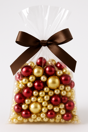 Pearls, decorative beads 50g, brown, gold, cream