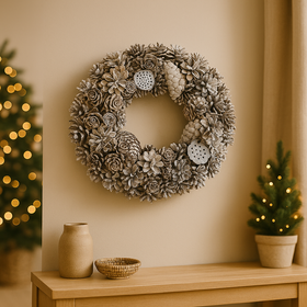 Wianek świąteczny 30 cm z szyszek – kolekcja GrandDeco