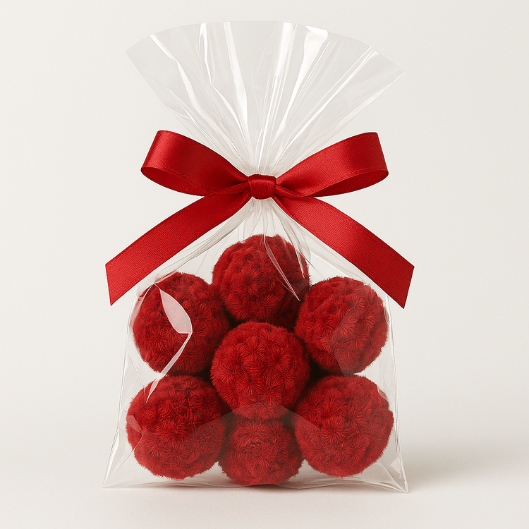 Kule Puchate Czerwone 6–7 cm – 7 szt. GrandDeco do Wieńców, Stroików i Girland