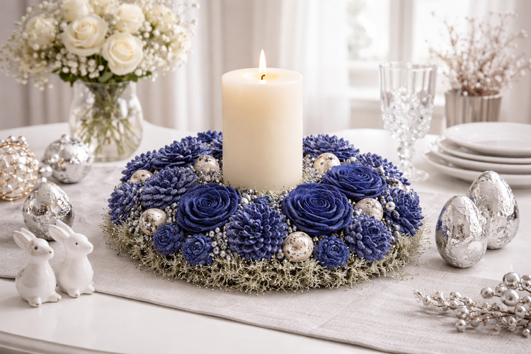 Rossario Blumen mini 3 cm 24 Stck - marineblau