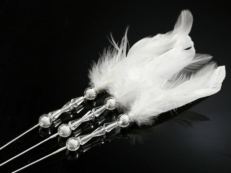 Feathers on stick with crystals 3 pcs.