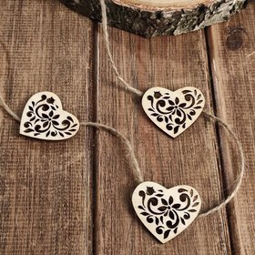 Garland Hearts, wooden, openwork, 200 cm
