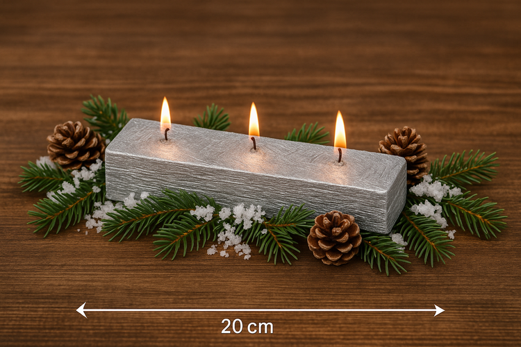 Rustikale Kerze 40 / 50 /200 mm silbern