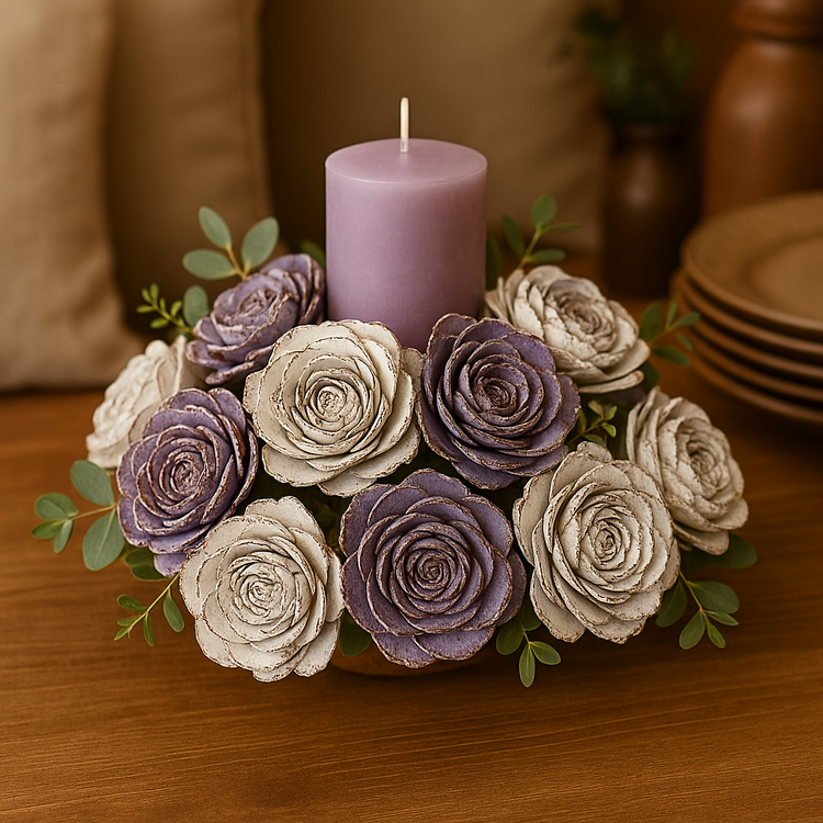 Zedernrosen 6 Stck violett lackiert