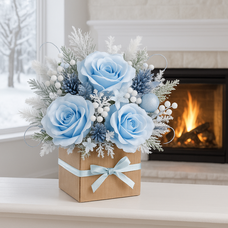 Rosenstrauß, Blumenkasten, Blumenkorb aus Rosen und Wildblumen Muttertag, Geburtstag, Namenstag 