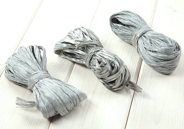 Raphia 3 x 15 m / Breite 2 cm - silbern (mix 2)