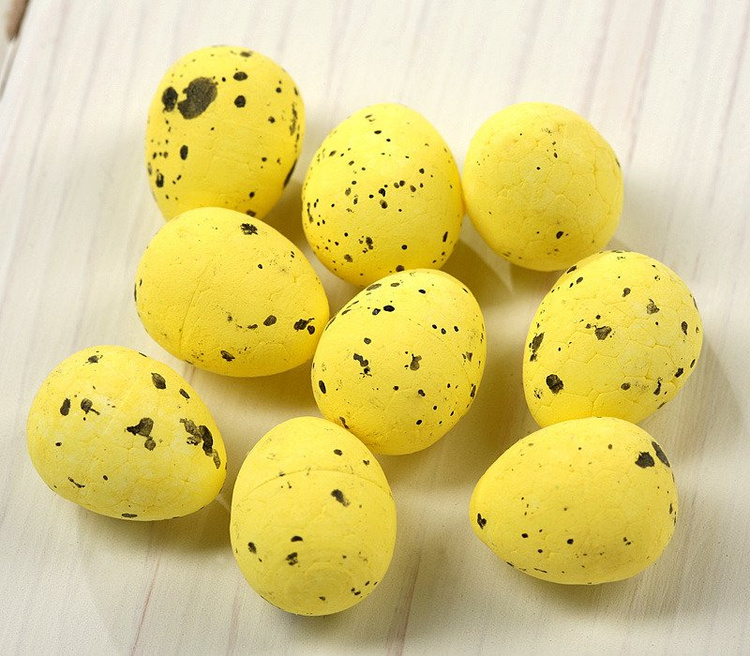 Plover's eggs - Styrofoam ca. 24 pcs/pkg, yellow, 1,5-2 cm
