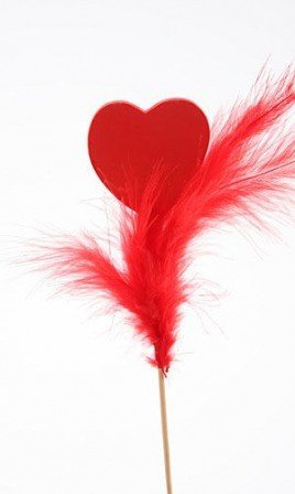 Wooden heart with a feather-22cm-3 pieces